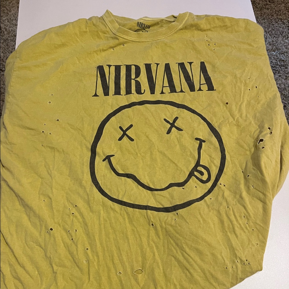 urban outfitters yellow nirvana shirt oversized